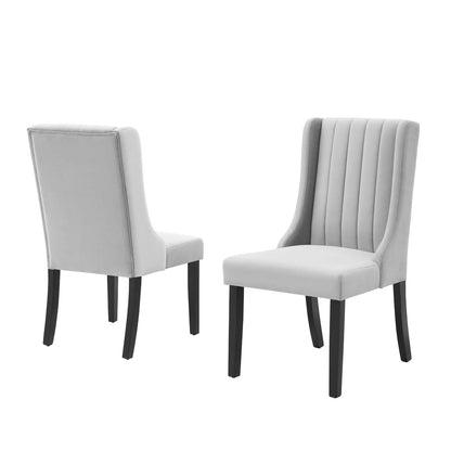 Renew Parsons Performance Velvet Dining Side Chairs - Set of 2, Velvet, Light Grey Gray, 19580
