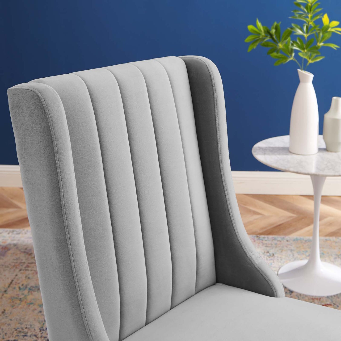 Renew Parsons Performance Velvet Dining Side Chairs - Set of 2, Velvet, Light Grey Gray, 19580