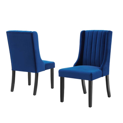 Renew Parsons Performance Velvet Dining Side Chairs - Set of 2, Velvet, Blue Navy, 19581