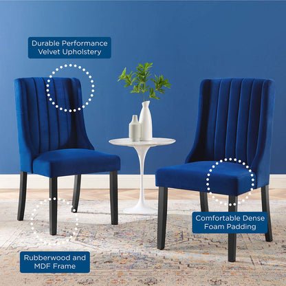 Renew Parsons Performance Velvet Dining Side Chairs - Set of 2, Velvet, Blue Navy, 19581