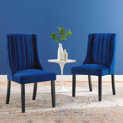 Renew Parsons Performance Velvet Dining Side Chairs - Set of 2, Velvet, Blue Navy, 19581
