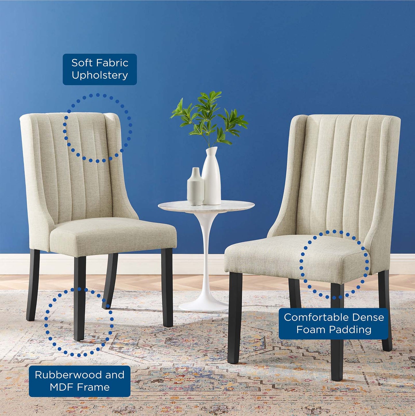 Renew Parsons Fabric Dining Side Chairs - Set of 2, Fabric, Beige, 19582