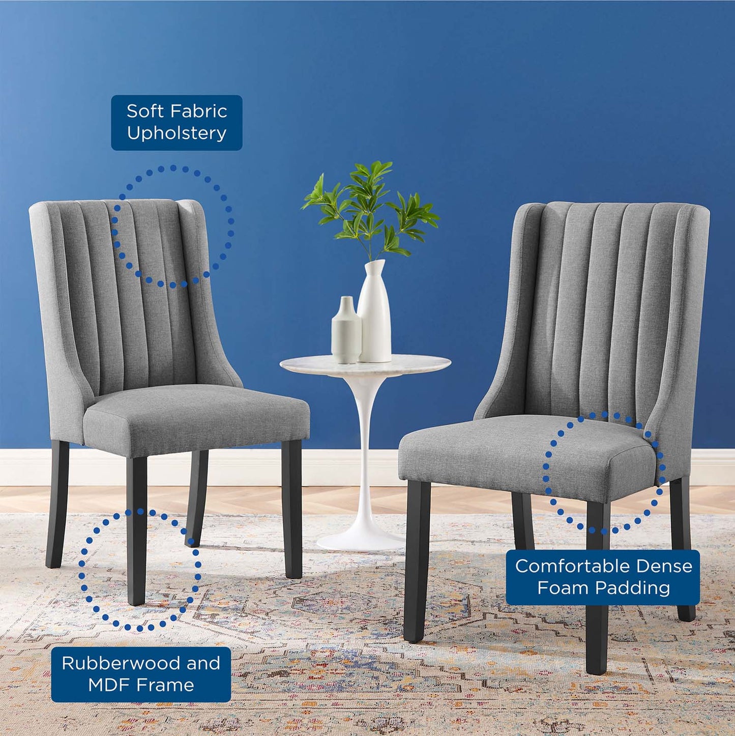 Renew Parsons Fabric Dining Side Chairs - Set of 2, Fabric, Light Grey Gray, 19584
