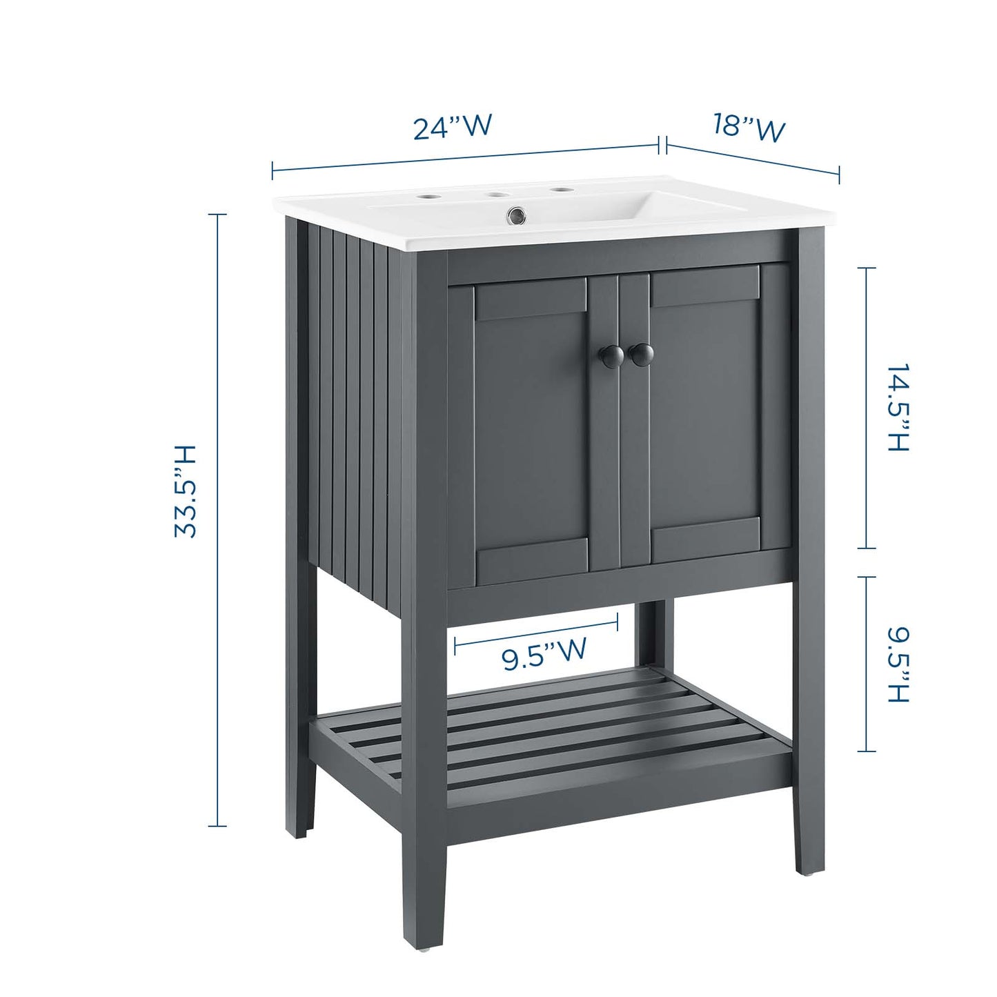 Prestige 24" Bathroom Vanity, Wood, Grey Gray White, 19586
