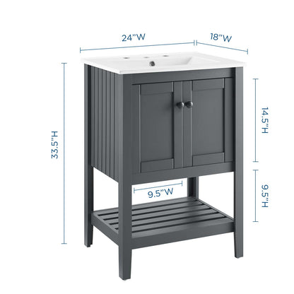 Prestige 24" Bathroom Vanity, Wood, Grey Gray White, 19586