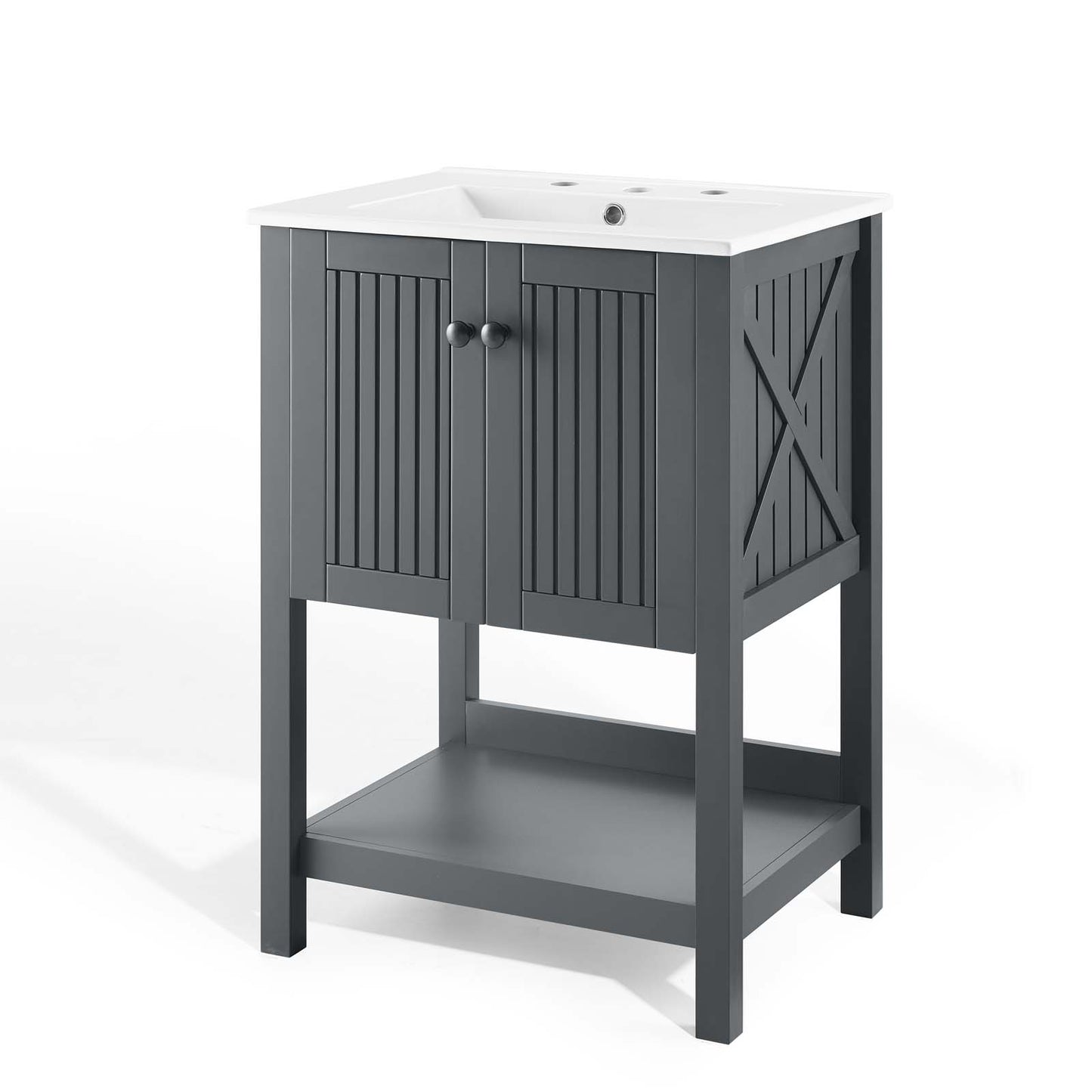 Steam 24" Bathroom Vanity, Wood, Grey Gray White, 19588
