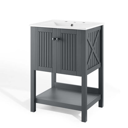 Steam 24" Bathroom Vanity, Wood, Grey Gray White, 19588