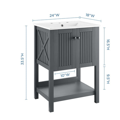 Steam 24" Bathroom Vanity, Wood, Grey Gray White, 19588