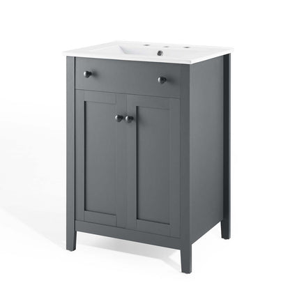 Nantucket 24" Bathroom Vanity, Wood, Grey Gray White, 19590