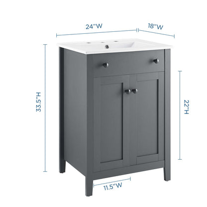 Nantucket 24" Bathroom Vanity, Wood, Grey Gray White, 19590