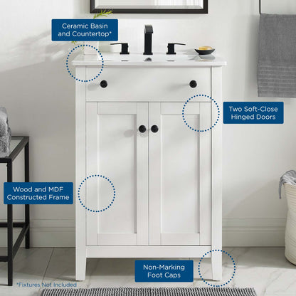Nantucket 24" Bathroom Vanity, Wood, White, 19591