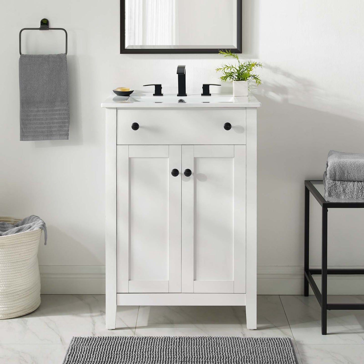 Nantucket 24" Bathroom Vanity, Wood, White, 19591