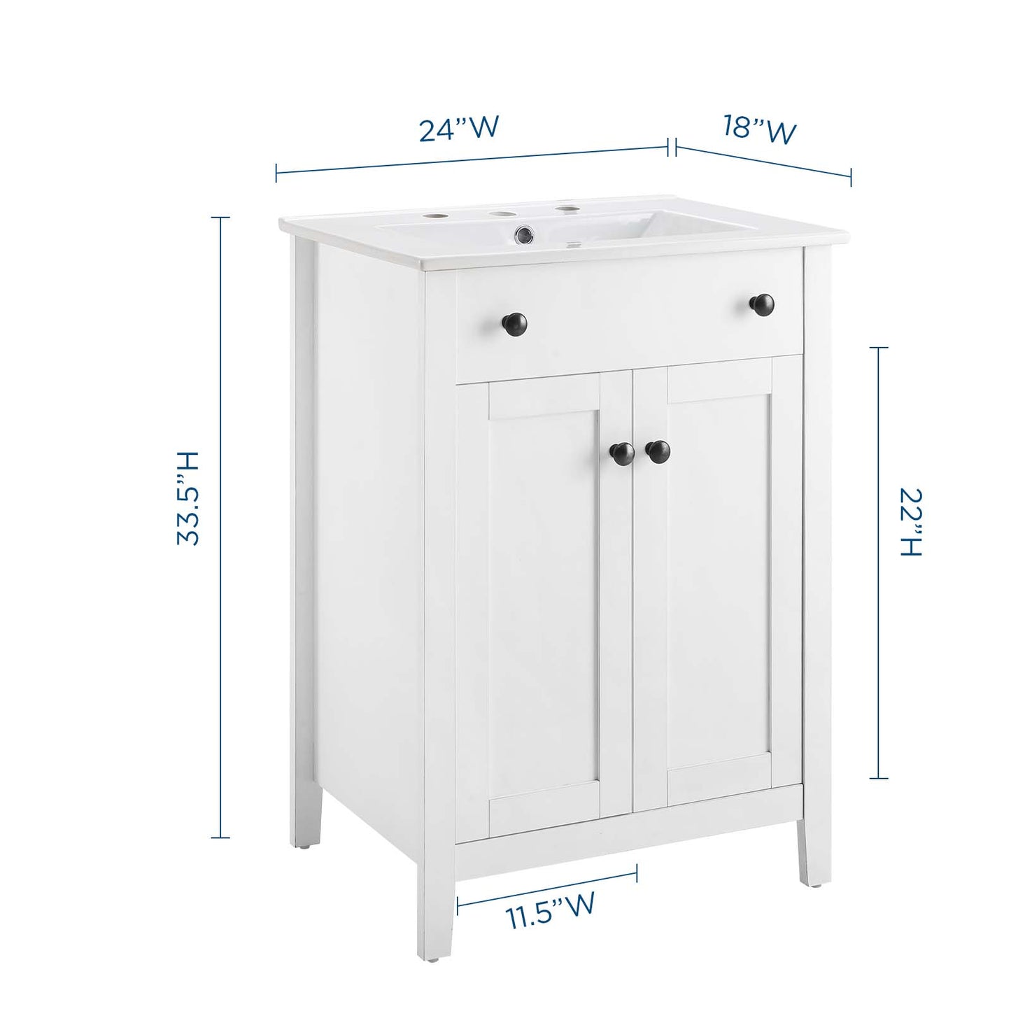 Nantucket 24" Bathroom Vanity, Wood, White, 19591