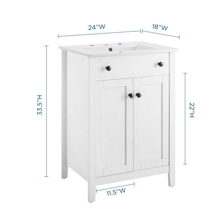 Nantucket 24" Bathroom Vanity, Wood, White, 19591