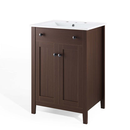 Nantucket 24" Bathroom Vanity, Wood, Brown Walnut White, 19592
