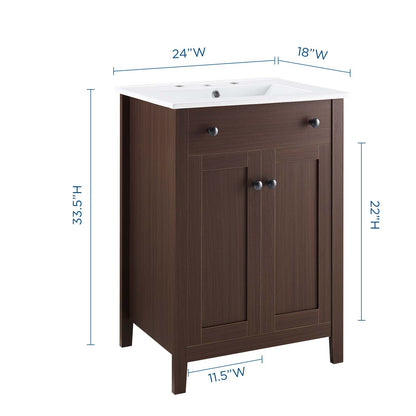 Nantucket 24" Bathroom Vanity, Wood, Brown Walnut White, 19592