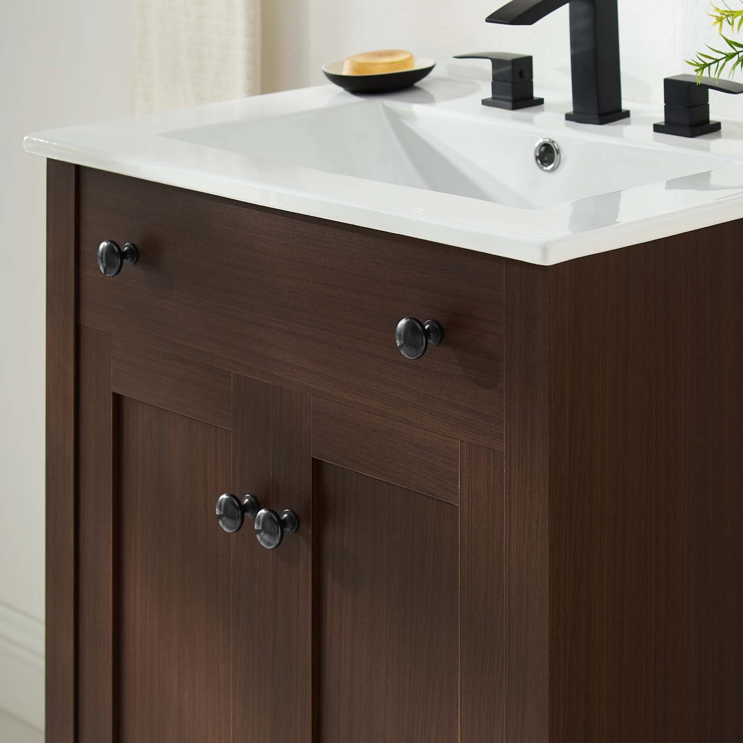 Nantucket 24" Bathroom Vanity, Wood, Brown Walnut White, 19592