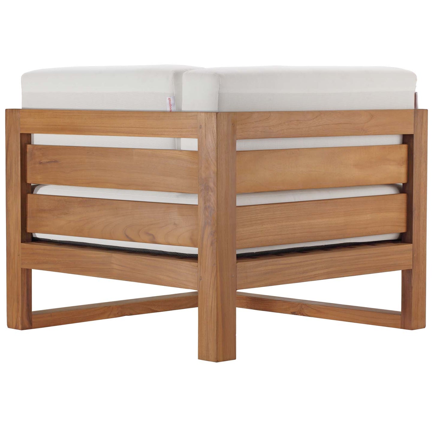 Upland Outdoor Patio Teak Wood 4-Piece Sectional Sofa Set, Wood, Brown Natural White, 19593