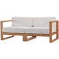 Upland Outdoor Patio Teak Wood 2-Piece Sectional Sofa Loveseat, Wood, Brown Natural White, 19596
