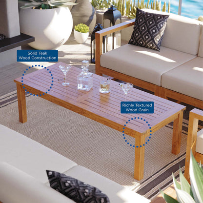 Upland Outdoor Patio Teak Wood 4-Piece Furniture Set, Wood, Brown Natural White, 19597