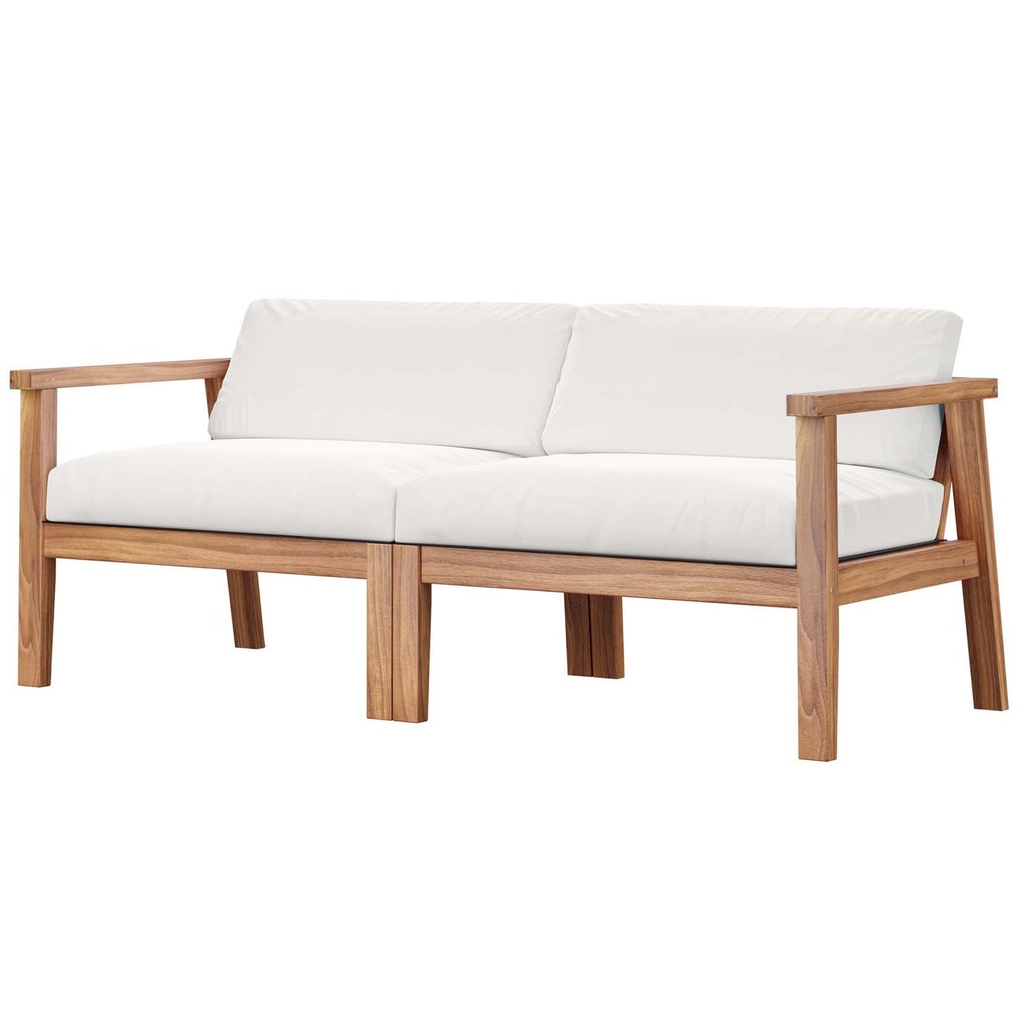 Bayport Outdoor Patio Teak Wood 2-Seater Loveseat, Wood, Brown Natural White, 19599
