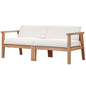 Bayport Outdoor Patio Teak Wood 2-Seater Loveseat, Wood, Brown Natural White, 19599