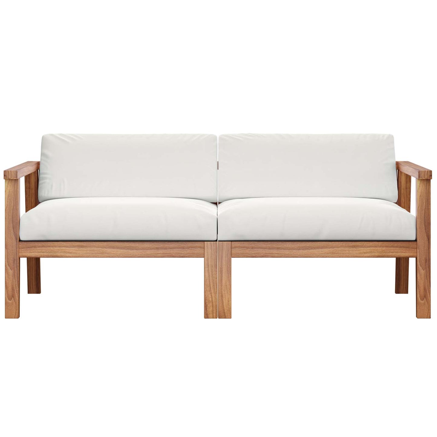 Bayport Outdoor Patio Teak Wood 2-Seater Loveseat, Wood, Brown Natural White, 19599