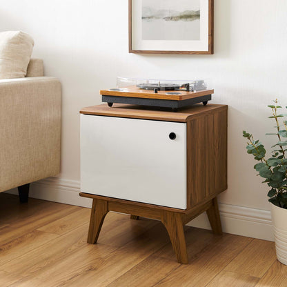 Envision Vinyl Record Display Stand, Wood, Brown Walnut White, 19600