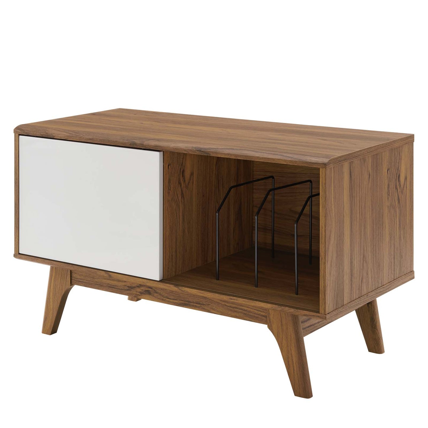 Envision Vinyl Record Display Stand, Wood, Brown Walnut White, 19601