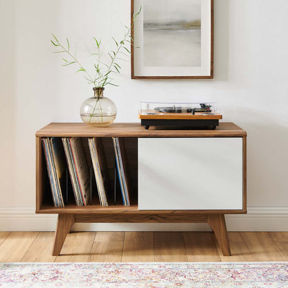 Envision Vinyl Record Display Stand, Wood, Brown Walnut White, 19601