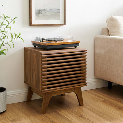 Render Vinyl Record Display Stand, Wood, Brown Walnut, 19602