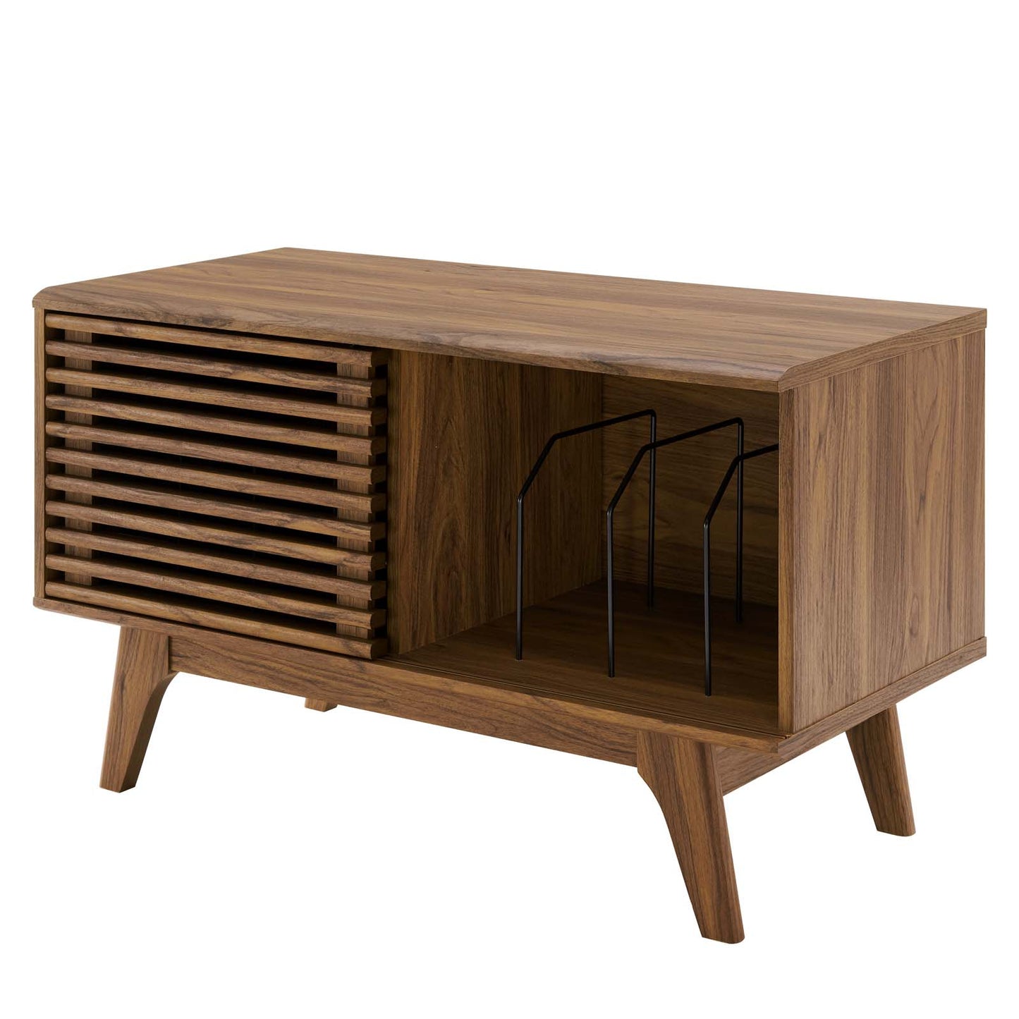 Render Vinyl Record Display Stand, Wood, Brown Walnut, 19603