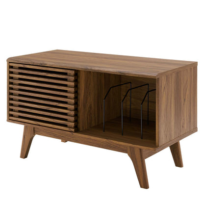 Render Vinyl Record Display Stand, Wood, Brown Walnut, 19603