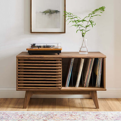 Render Vinyl Record Display Stand, Wood, Brown Walnut, 19603
