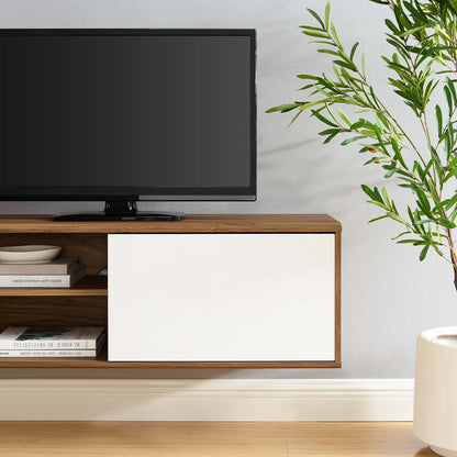 Envision 46" Wall Mount TV Stand, Wood, Brown Walnut White, 19604