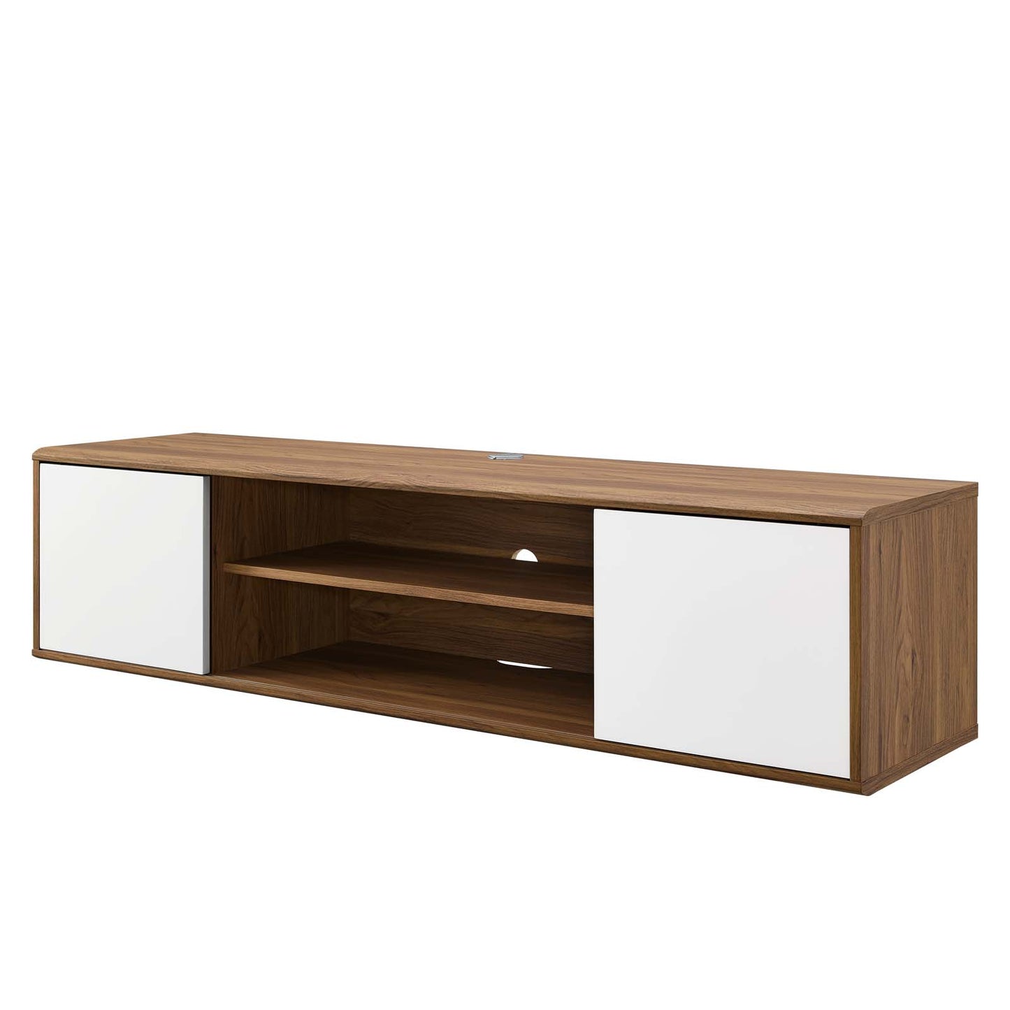 Envision 60" Wall Mount TV Stand, Wood, Brown Walnut White, 19605