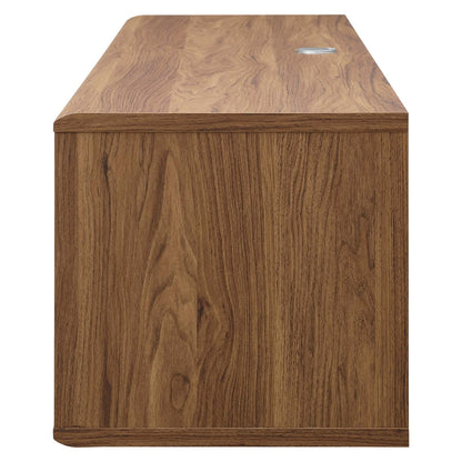 Envision 60" Wall Mount TV Stand, Wood, Brown Walnut White, 19605