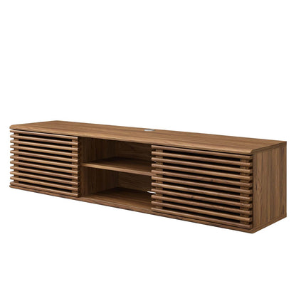 Render 60" Wall-Mount Media Console TV Stand, Wood, Brown Walnut, 19607
