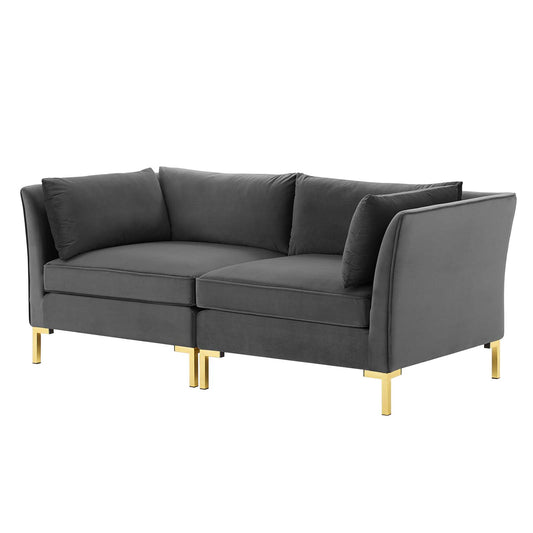 Ardent Performance Velvet Loveseat, Velvet, Grey Gray, 19608