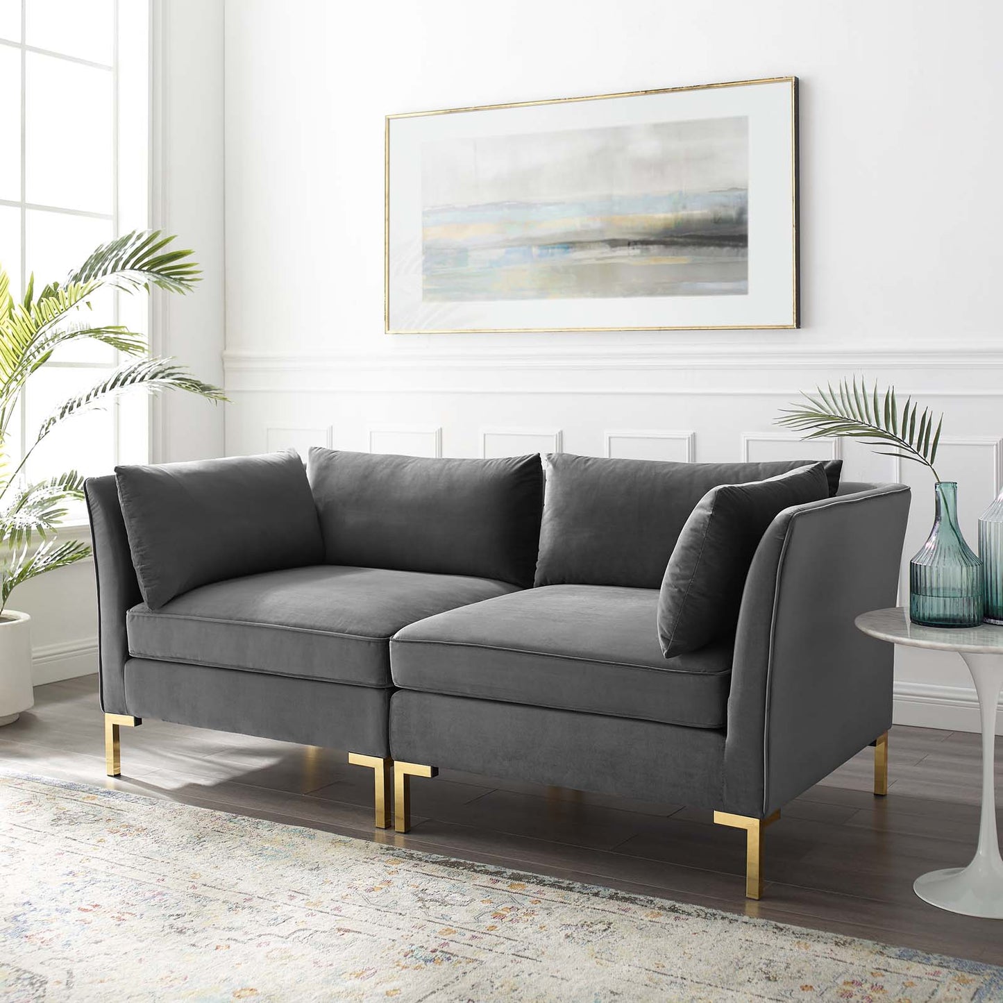 Ardent Performance Velvet Loveseat, Velvet, Grey Gray, 19608