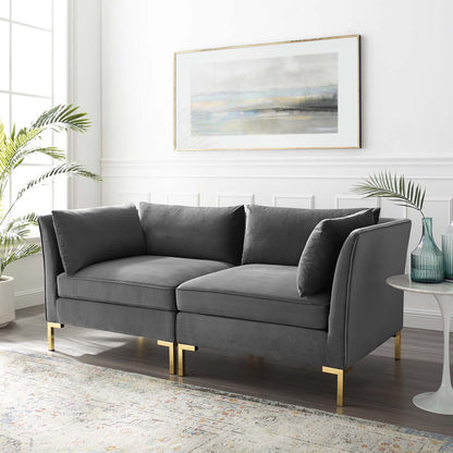 Ardent Performance Velvet Loveseat, Velvet, Grey Gray, 19608