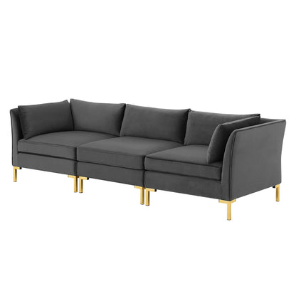 Ardent Performance Velvet Sofa, Velvet, Grey Gray, 19611