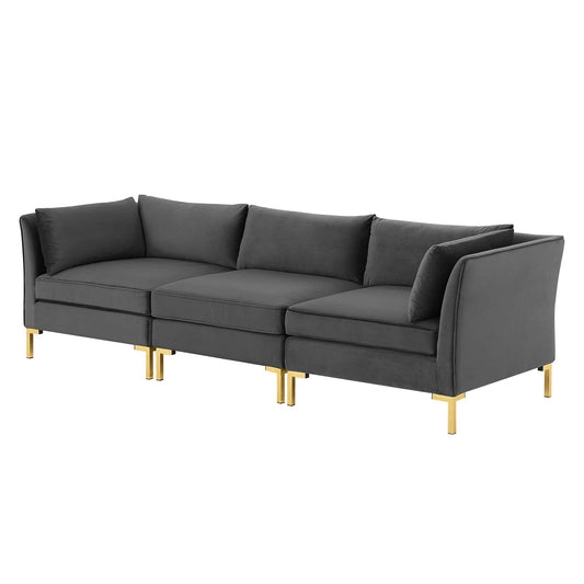 Ardent Performance Velvet Sofa, Velvet, Grey Gray, 19611