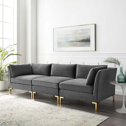 Ardent Performance Velvet Sofa, Velvet, Grey Gray, 19611