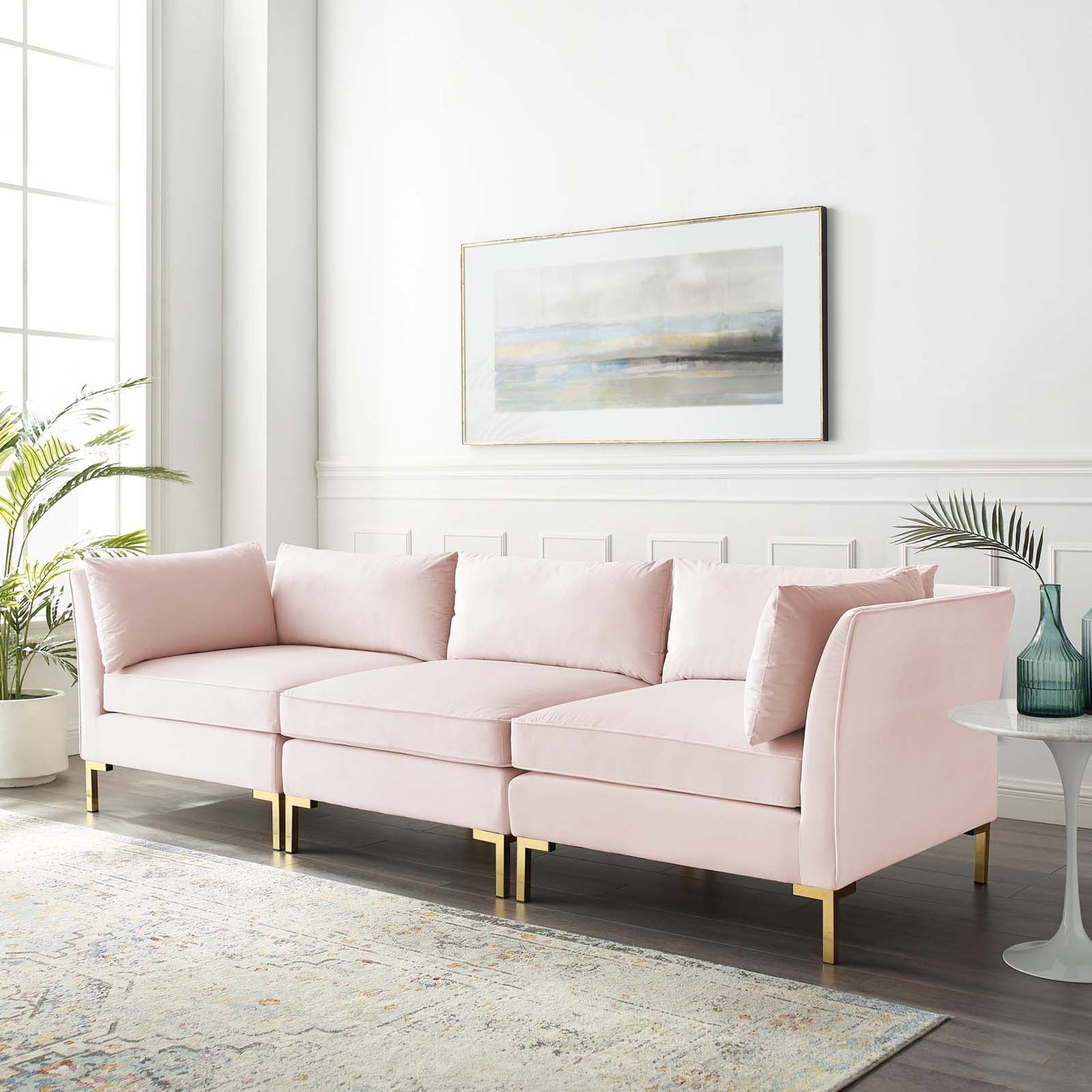 Ardent Performance Velvet Sofa, Velvet, Pink, 19613