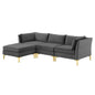 Ardent 4-Piece Performance Velvet Sectional Sofa, Velvet, Grey Gray, 19614