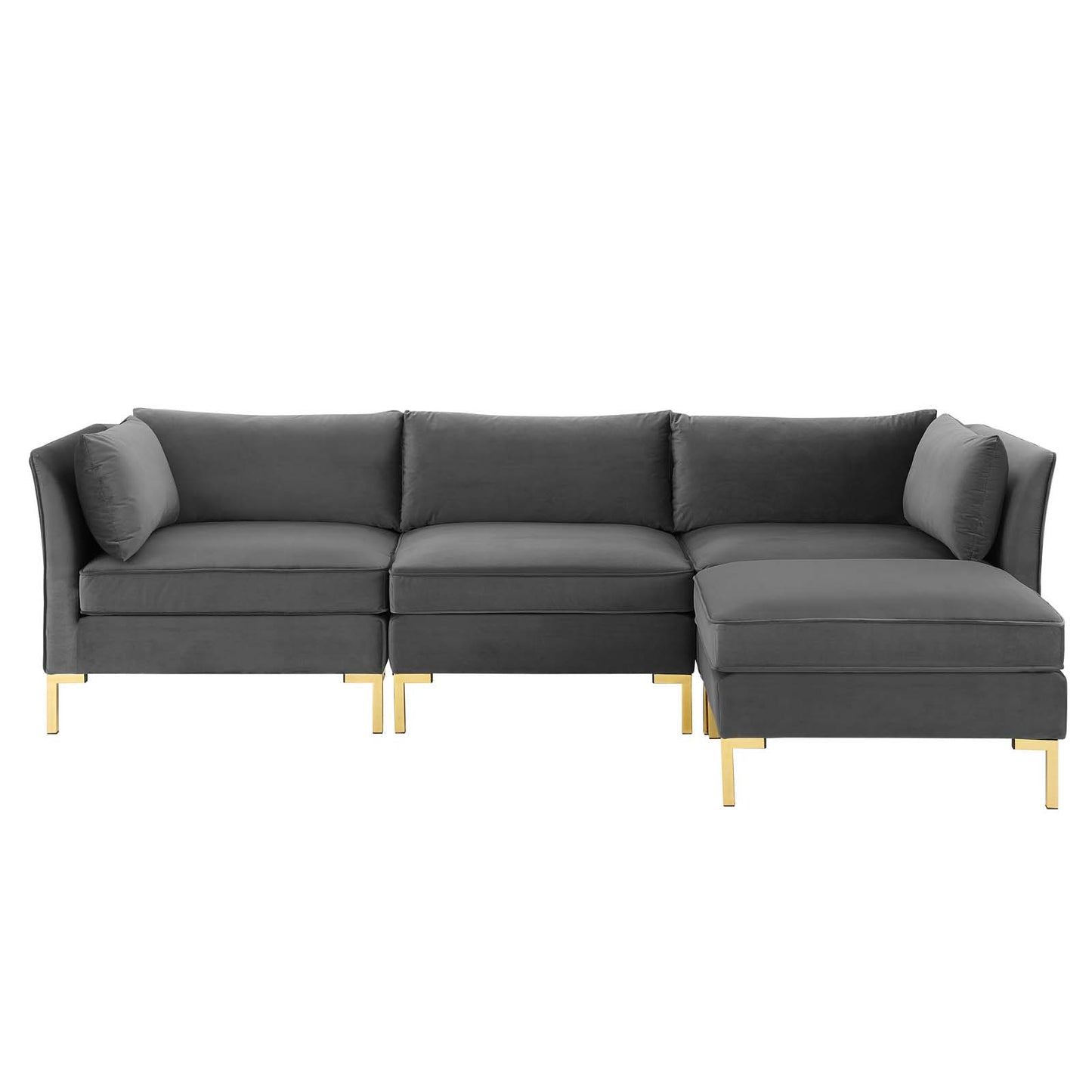 Ardent 4-Piece Performance Velvet Sectional Sofa, Velvet, Grey Gray, 19614