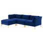 Ardent 4-Piece Performance Velvet Sectional Sofa, Velvet, Blue Navy, 19615