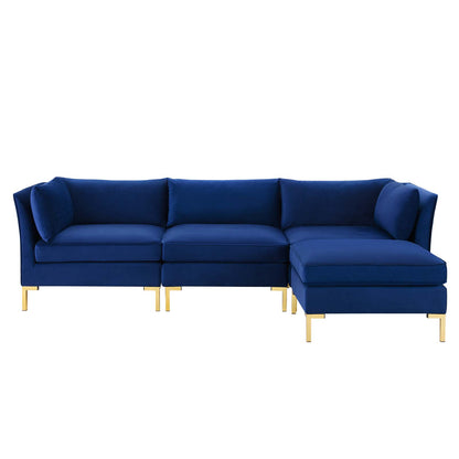 Ardent 4-Piece Performance Velvet Sectional Sofa, Velvet, Blue Navy, 19615