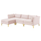 Ardent 4-Piece Performance Velvet Sectional Sofa, Velvet, Pink, 19616